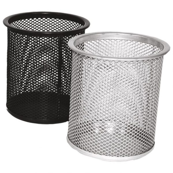 ČAŠA ZA OLOVKE METALNA ŽICA OKRUGLA FI-9XH-9,7CM LD01-189 FORNAX 4419 SREBRNA