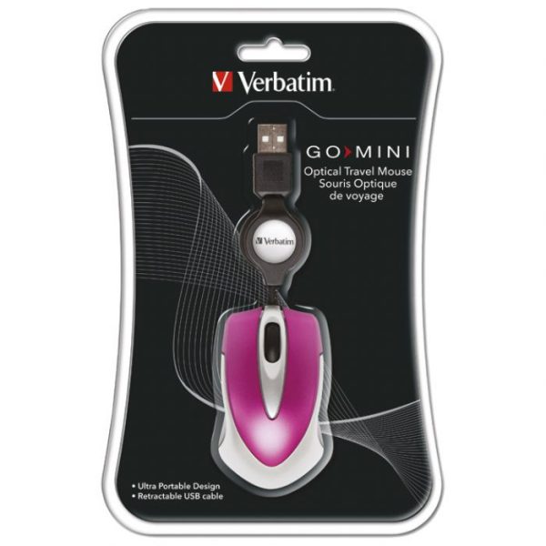 MIŠ USB 3TIPKE OPTIČKI GO MINI TRAVEL VERBATIM 49021 ROZE BLISTER