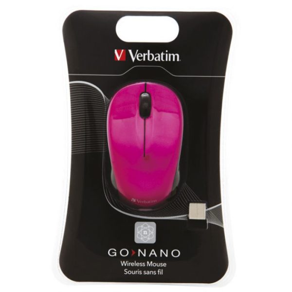 MIŠ USB 3TIPKE BEŽIČNI LASERSKI GO NANO VERBATIM 49043 ROZE BLISTER