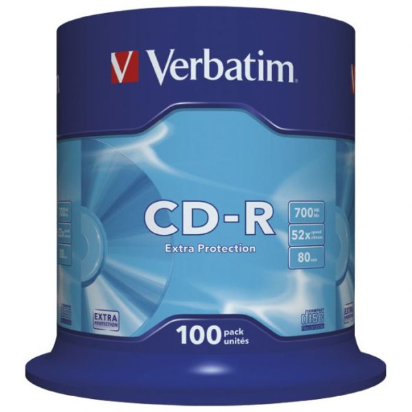 CD-R 700/80 52X SPINDL EXTRA PROTECTION PK100 VERBATIM 43411