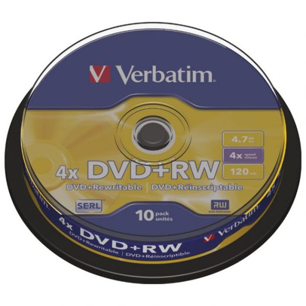 DVD PLUS RW 4,7/120 4X SPINDL MAT SILVER PK10 VERBATIM 43488