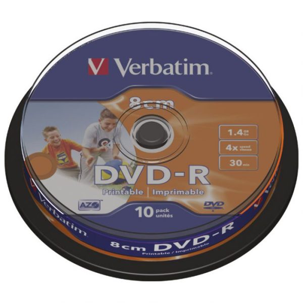 DVD-R MINI 1,4GB 4X SPINDL PRINTABLE PK10 VERBATIM 43573 * DO ISTEKA ZALIHA