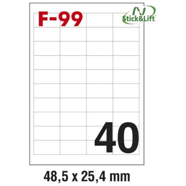 ETIKETE ILK  48,5X25,4MM ODLEPLJIVE PK100L FORNAX F-99