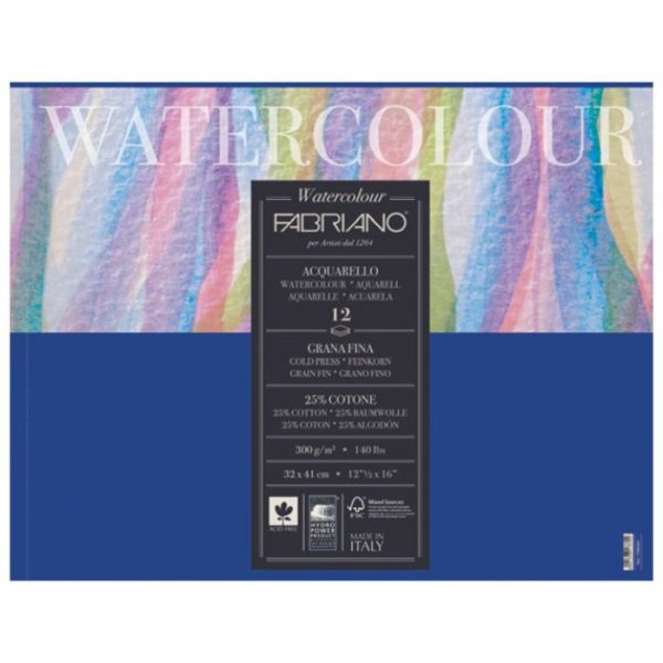 PAPIR WATERCOLOUR 50X70CM 300G (COLD PRESSED/GRANA FINA) FABRIANO 63000235