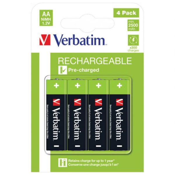 BATERIJA PUNJIVA 1,2V AA/2500 MAH PK4 VERBATIM 49517 HR6 BLISTER