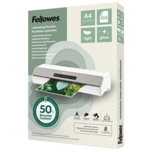 FOLIJA ZA PLASTIFICIRANJE  80MY A4 SJAJNA 50% RECIKLIRANI MATERIJAL PK100 FELLOWES 100142987