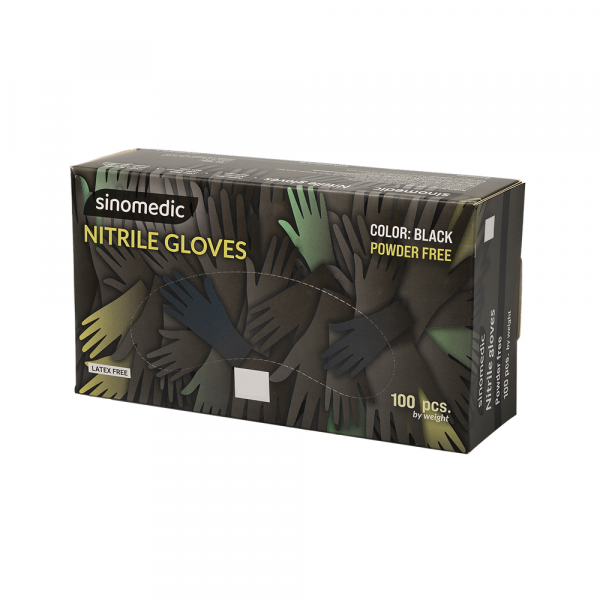 Rukavice NITRIL bez pudera Sinomedic L 1/100 crne