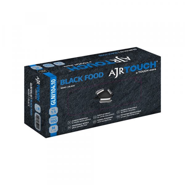 Rukavice NITRIL bez pudera AJR Touch M 1/100 crne
